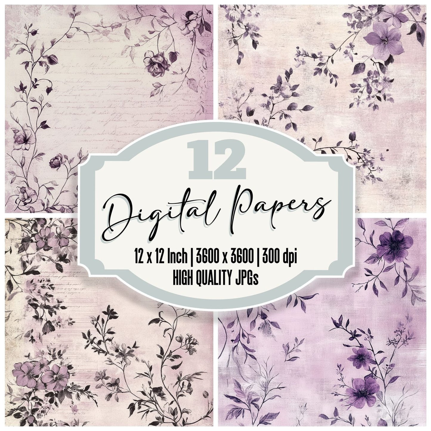 Lavender Arch Script Digital Paper Pack (DDD002283)