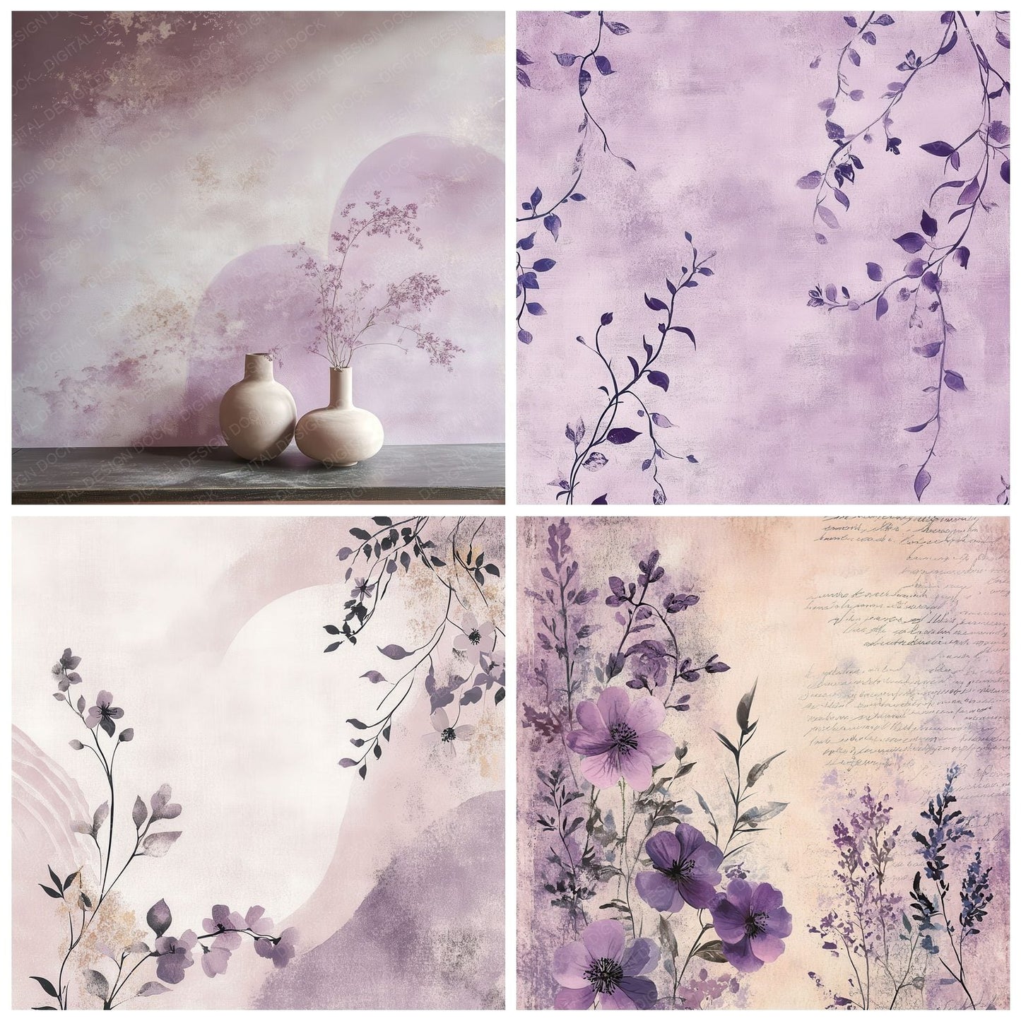 Lavender Arch Script Digital Paper Pack (DDD002283)