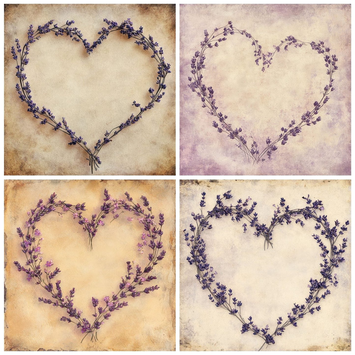Lavender Botanical Heart Digital Paper Pack (DDD002284)