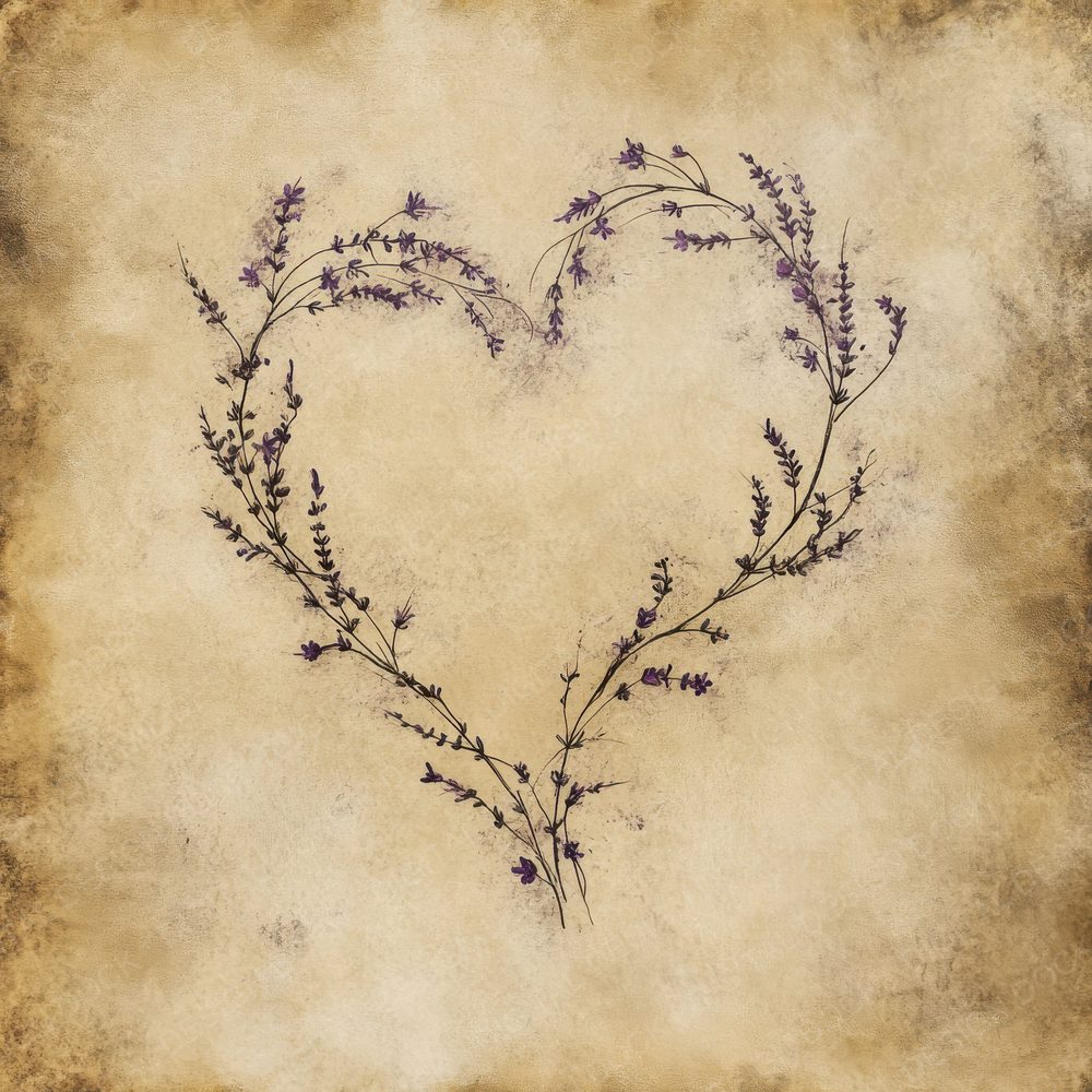 Lavender Botanical Heart Digital Paper Pack (DDD002284)