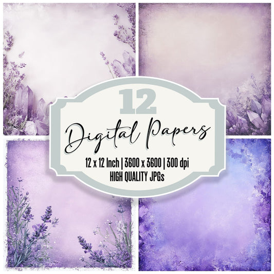 Lavender Crystal Frame Digital Paper Pack (DDD002285)