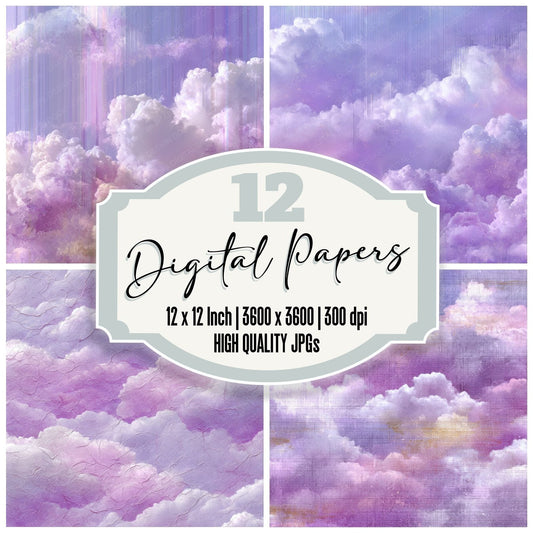 Lavender Cumulus Glitch Veil Digital Paper Pack (DDD002286)