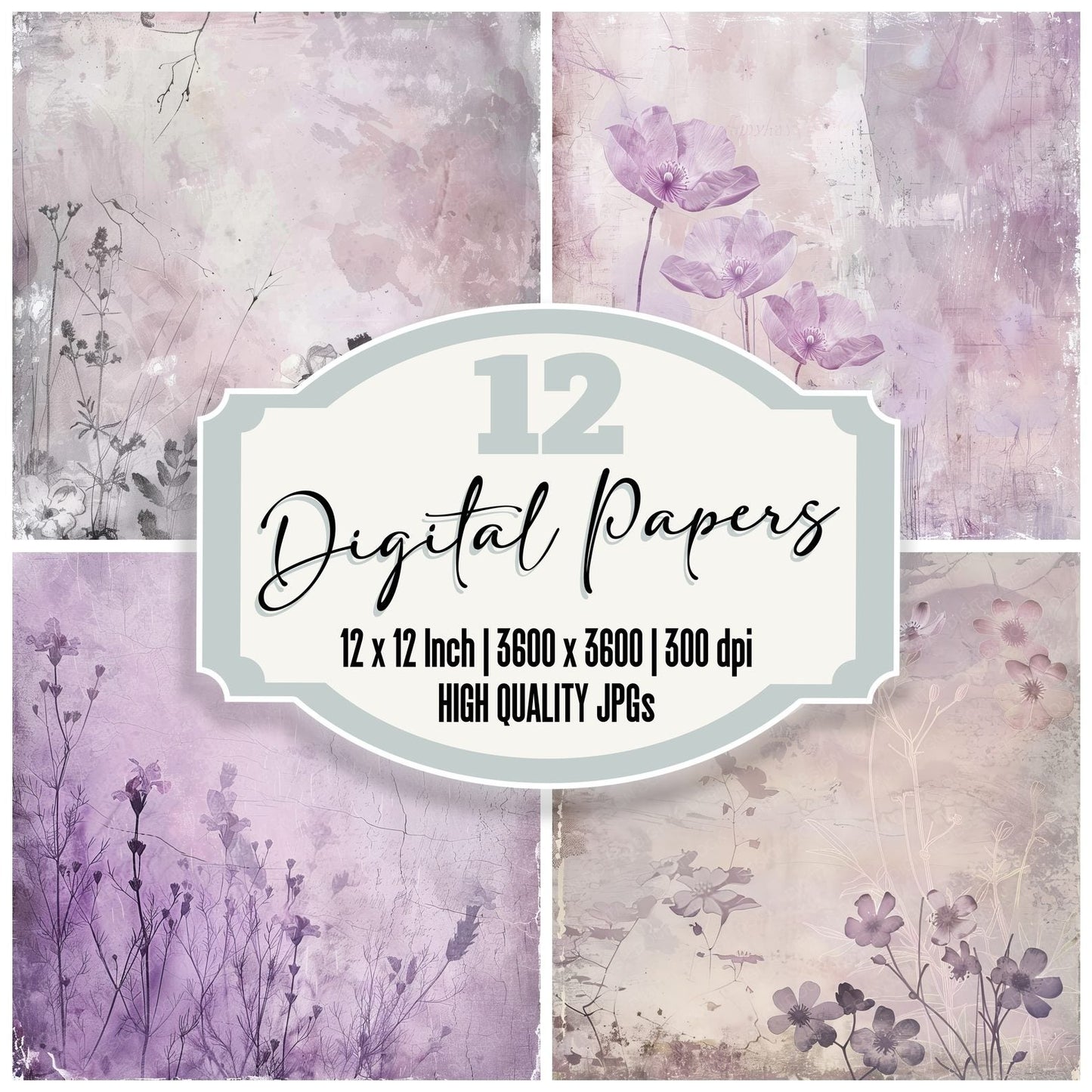 Lavender Floral Digital Paper Pack (DDD002289)