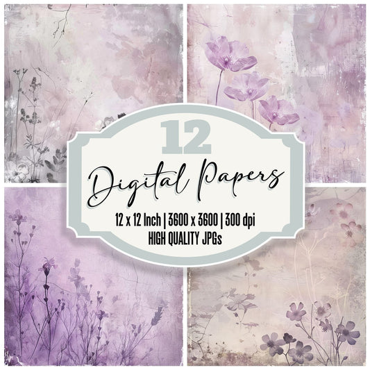 Lavender Floral Digital Paper Pack (DDD002289)