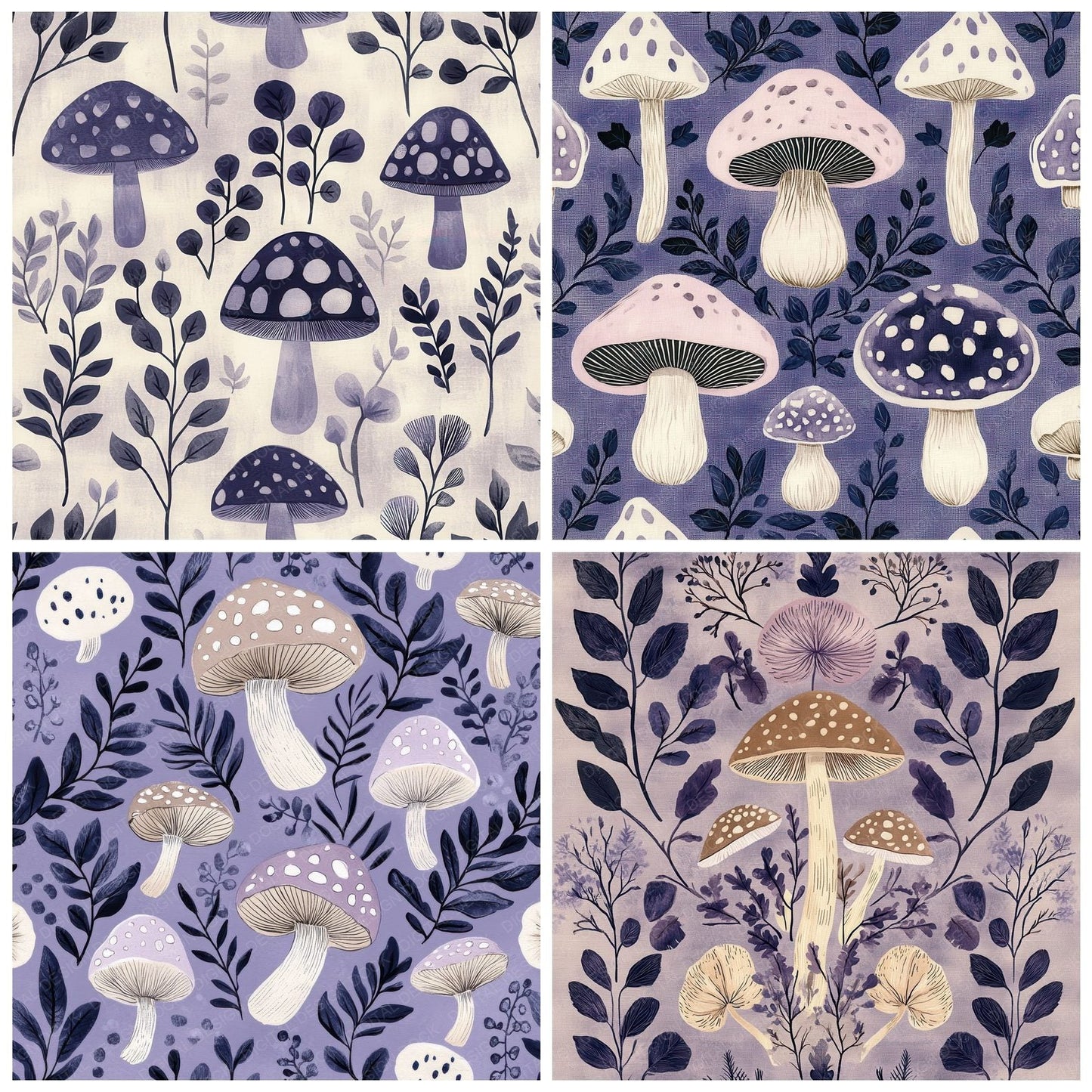 Lavender Mushroom Folk Digital Paper Pack (DDD002292)