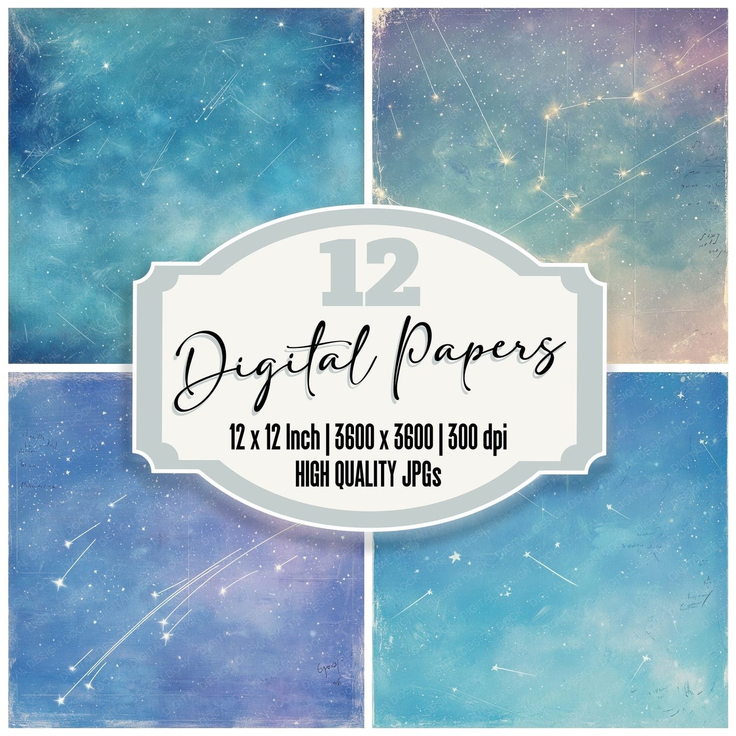 Lavender Nebula Stars Digital Paper Pack (DDD002293)
