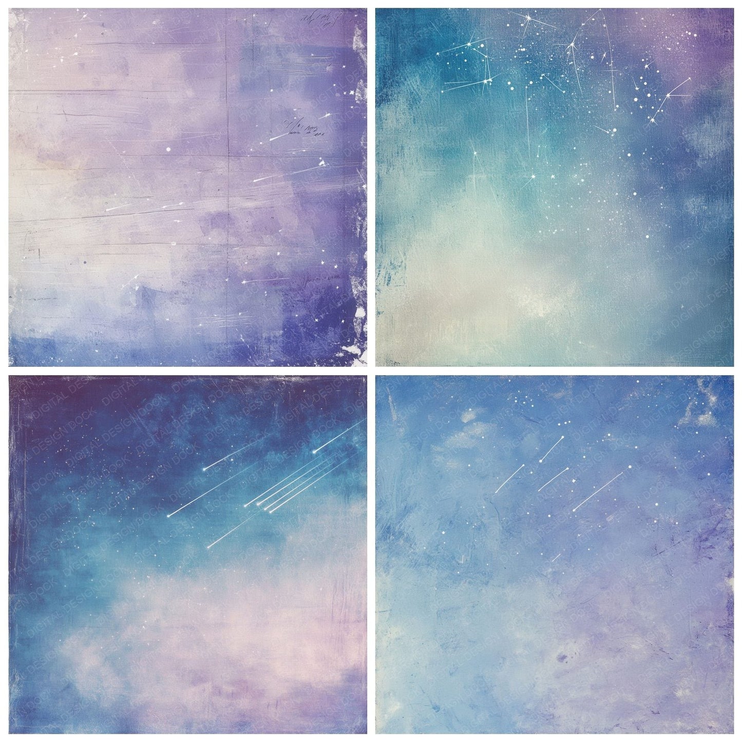 Lavender Nebula Stars Digital Paper Pack (DDD002293)