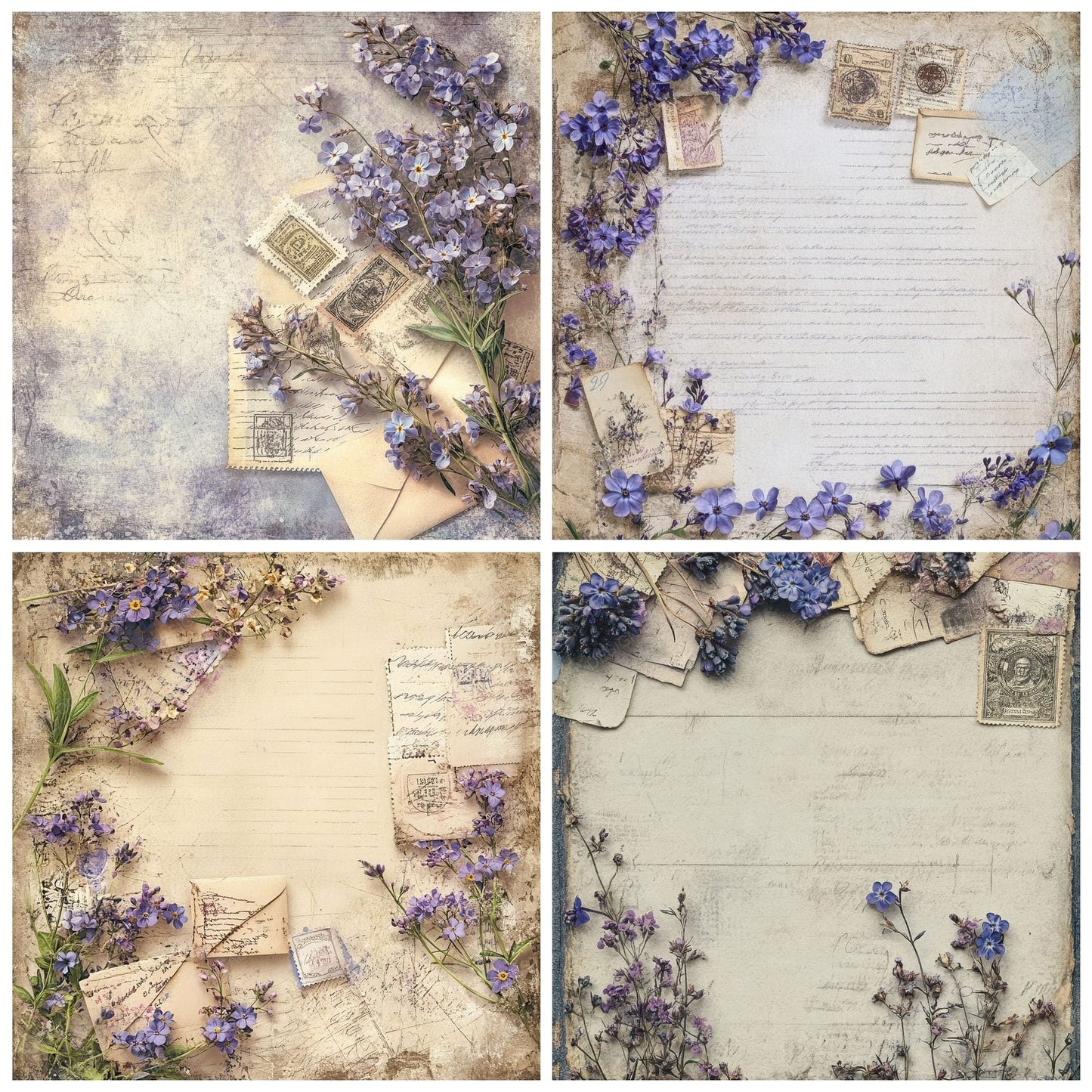 Lavender Postmark Corners Digital Paper Pack (DDD002295)
