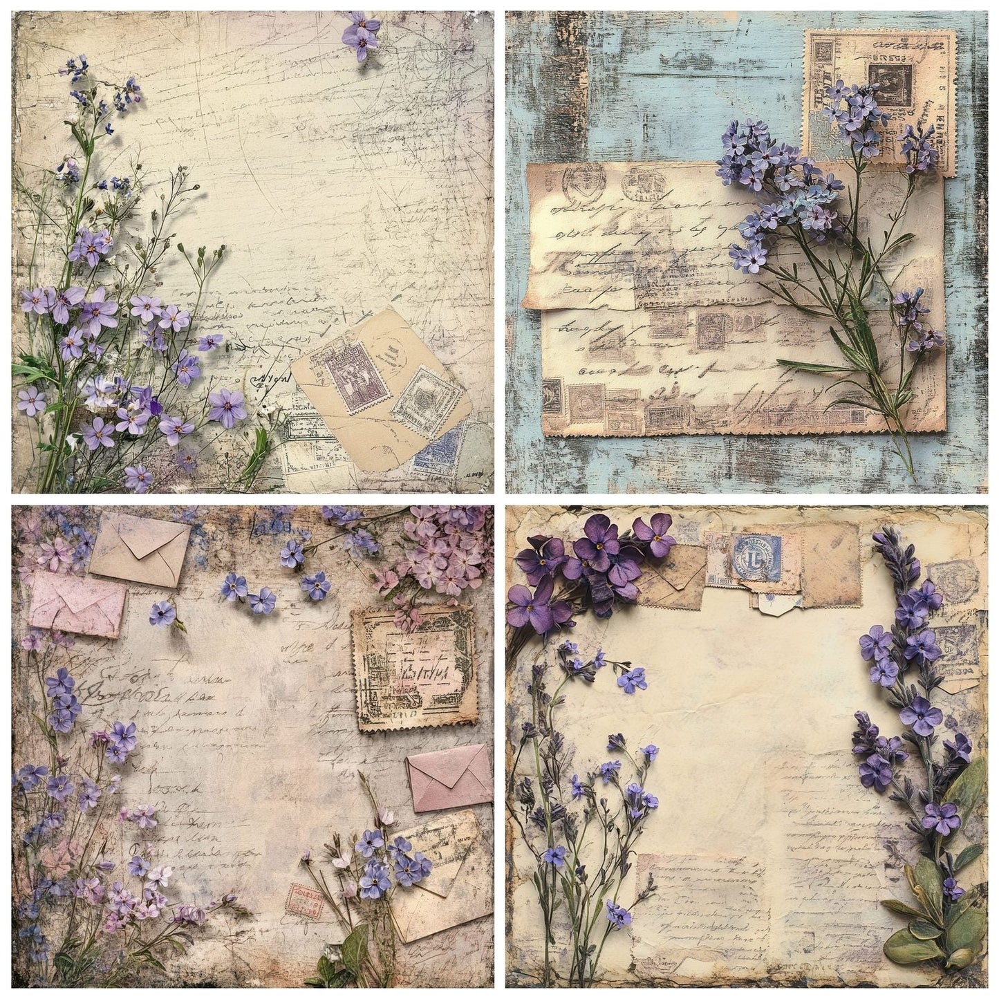 Lavender Postmark Corners Digital Paper Pack (DDD002295)