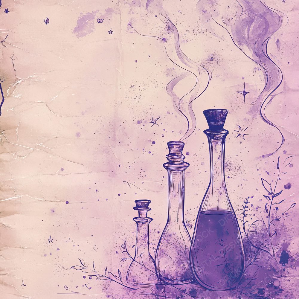 Lavender Potion Bottles Digital Paper Pack (DDD002296)