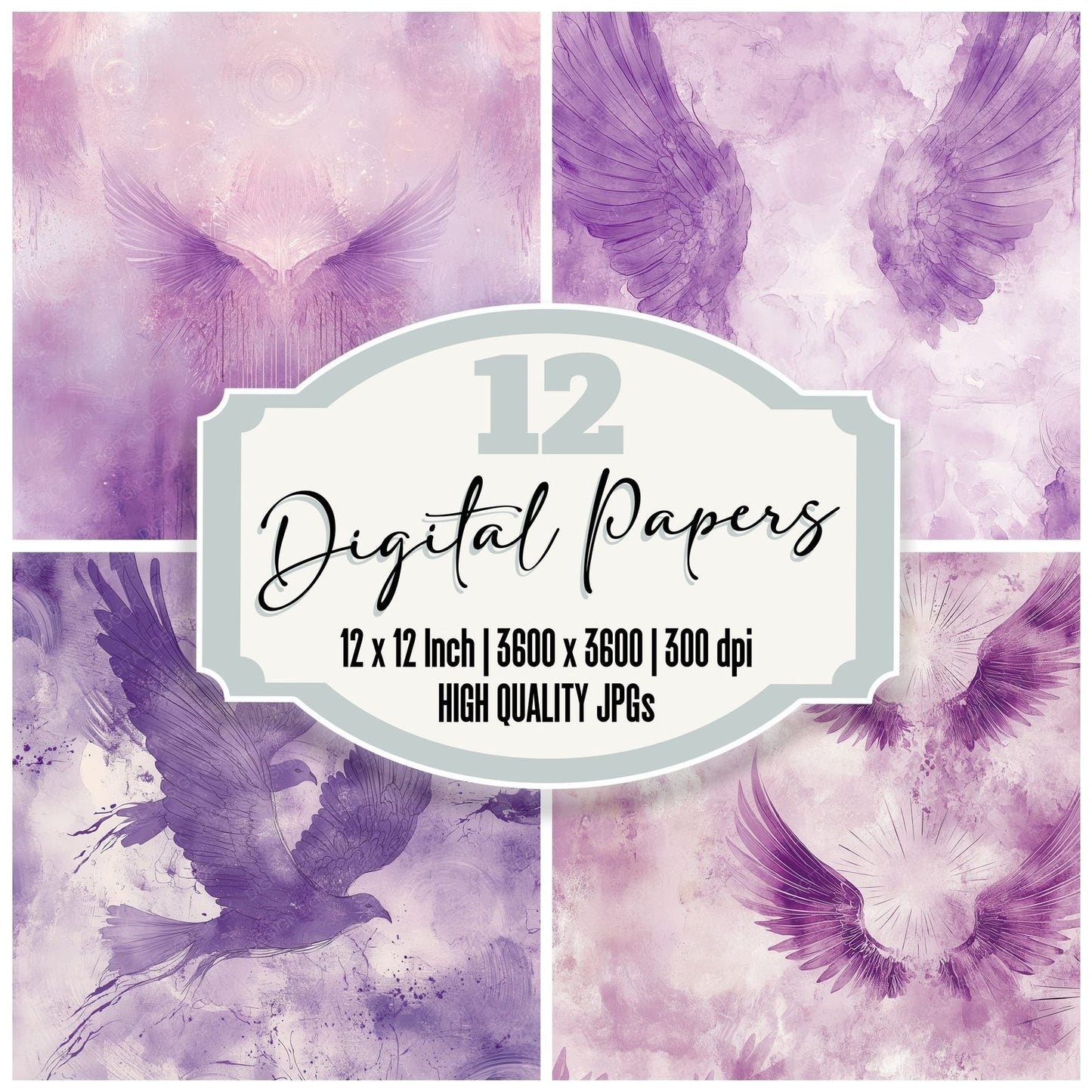 Lavender Radiant Wings Digital Paper Pack (DDD002297)