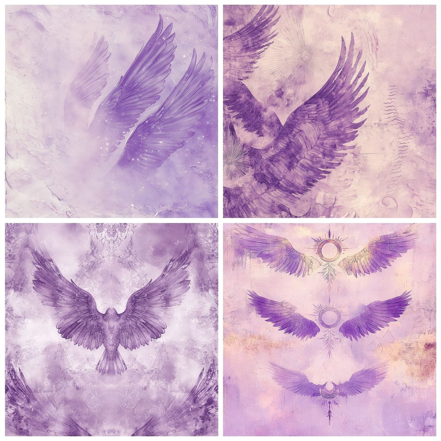 Lavender Radiant Wings Digital Paper Pack (DDD002297)