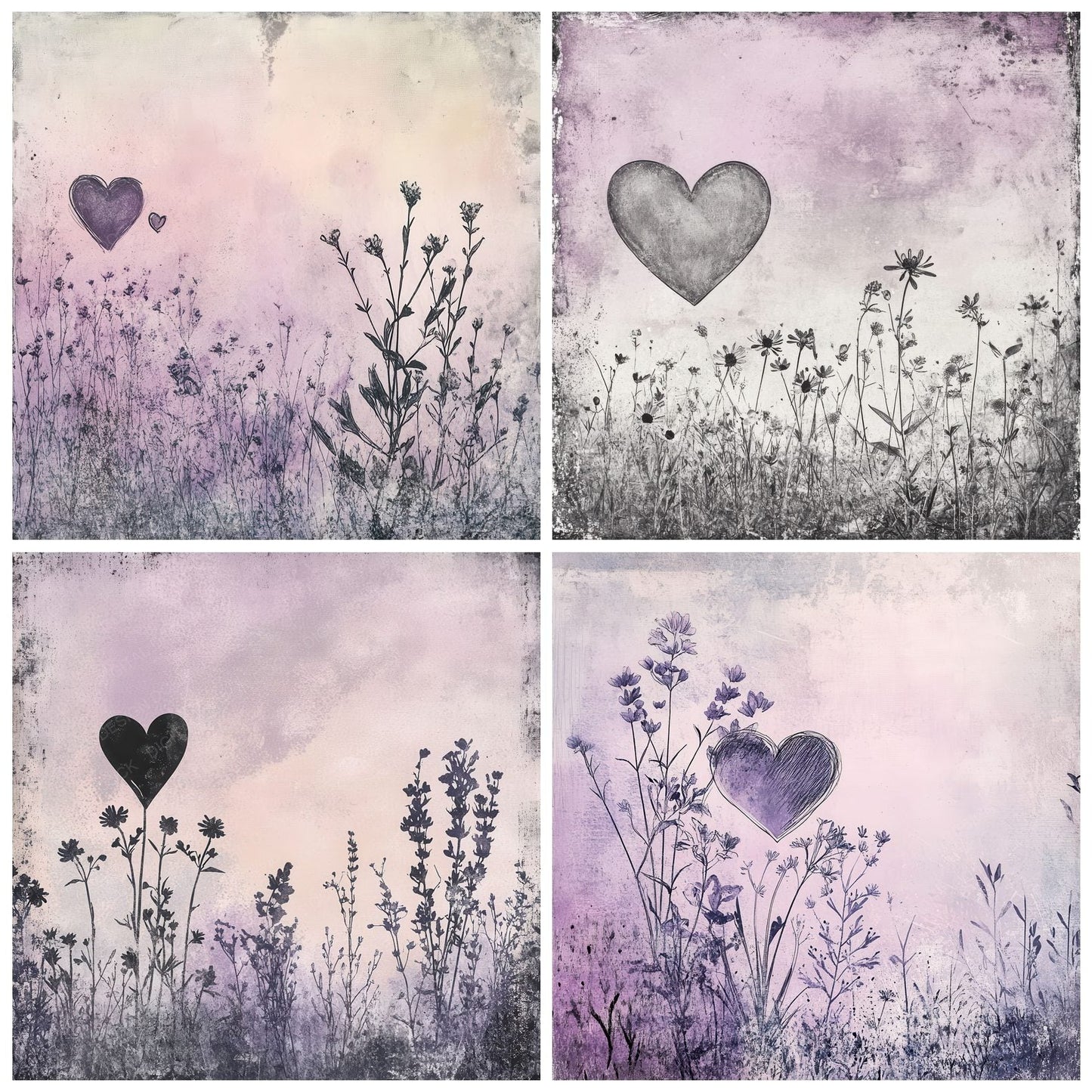 Lavender Sketch Bloom Digital Paper Pack (DDD002298)