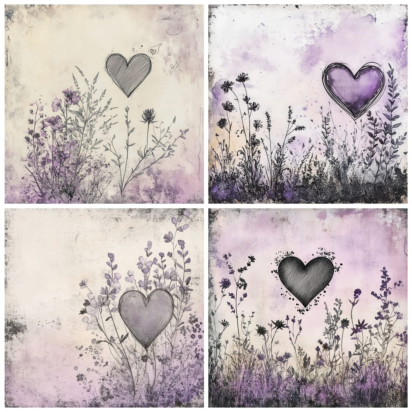 Lavender Sketch Bloom Digital Paper Pack (DDD002298)