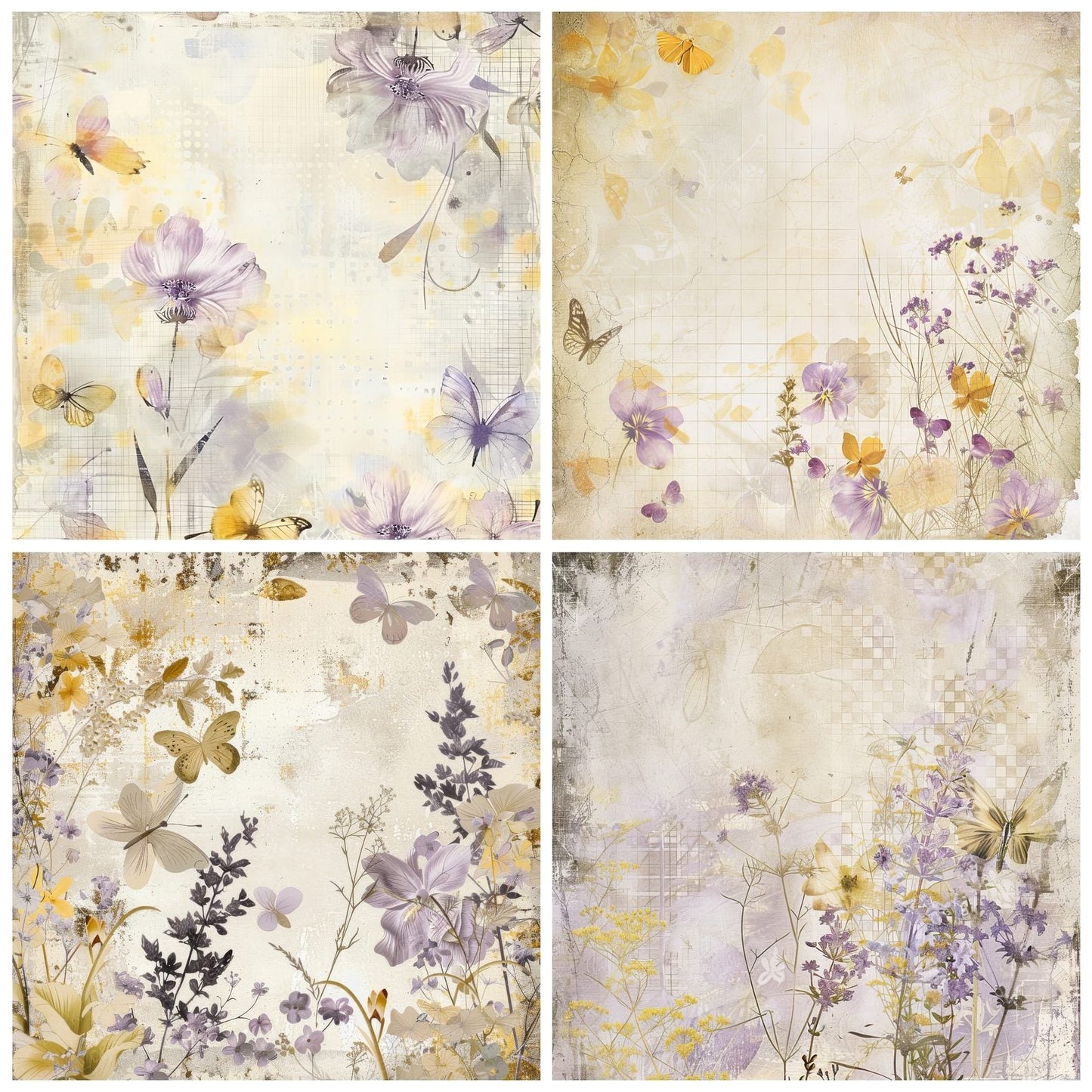Lavender and Yellow Checkerboard Digital Paper Pack (DDD002301)