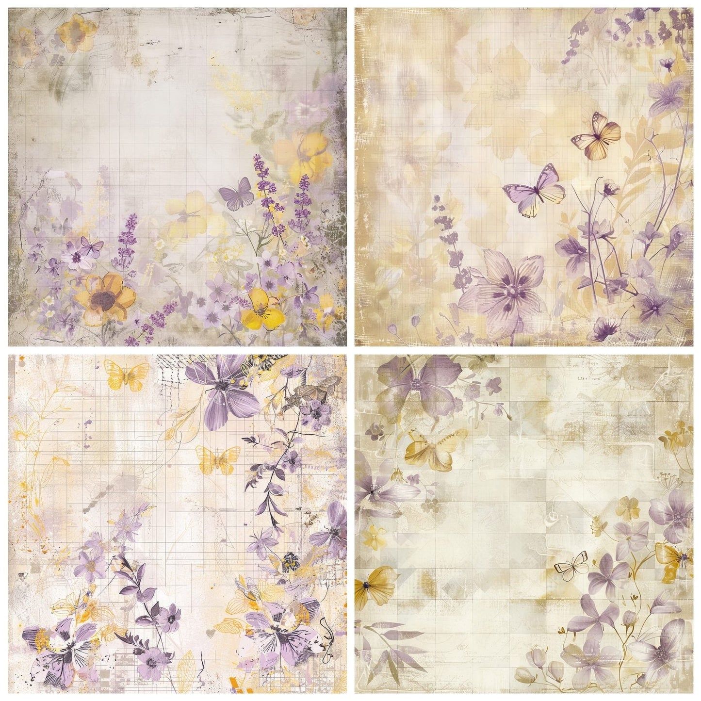 Lavender and Yellow Checkerboard Digital Paper Pack (DDD002301)