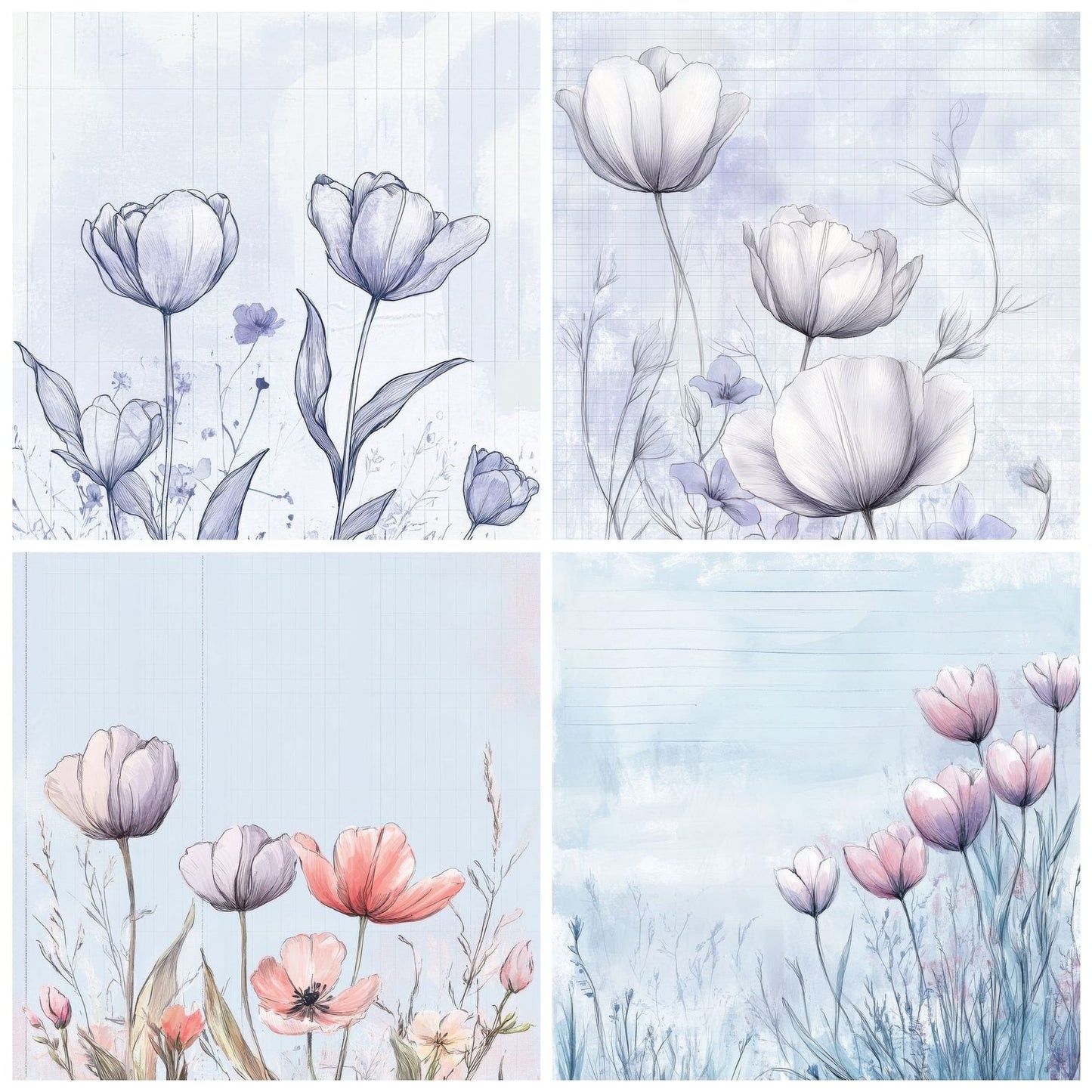 Lavender Tulip Script Digital Paper Pack (DDD002303)