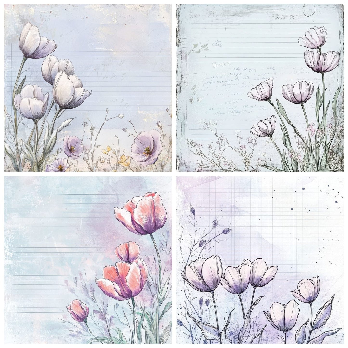 Lavender Tulip Script Digital Paper Pack (DDD002303)