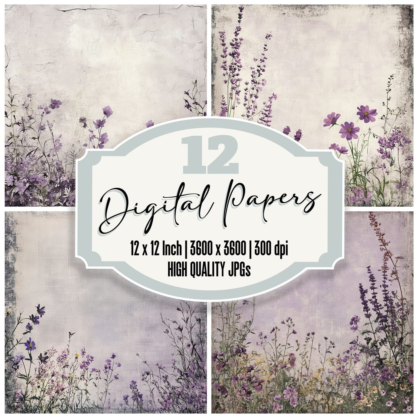 Lavender Wild Shabby Digital Paper Pack (DDD002305)