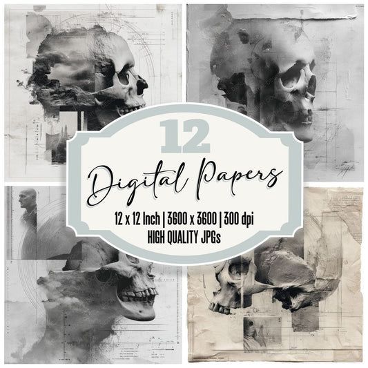 Layered Human Skull Digital Paper Pack (DDD002306)