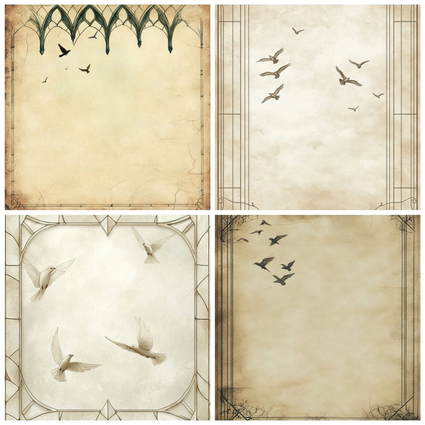 Leaded Glass Bird View Digital Paper Pack (DDD002307)