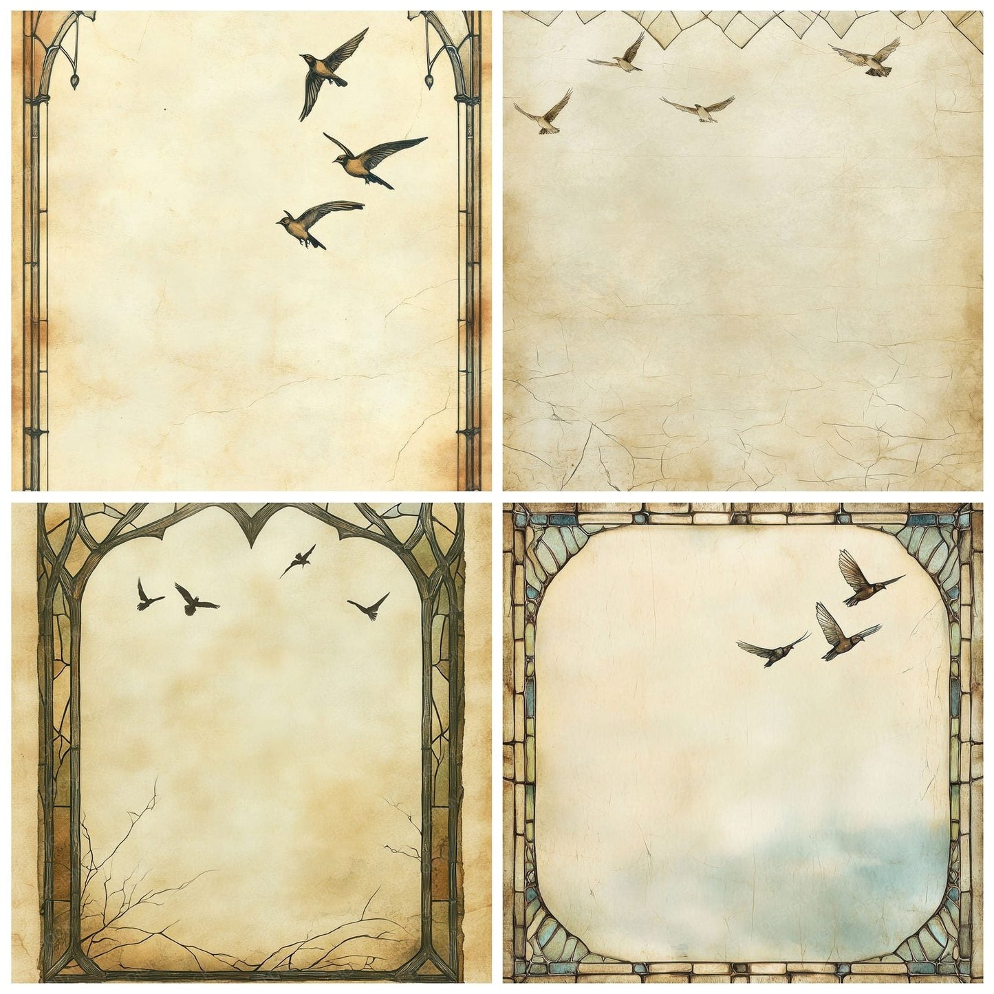 Leaded Glass Bird View Digital Paper Pack (DDD002307)