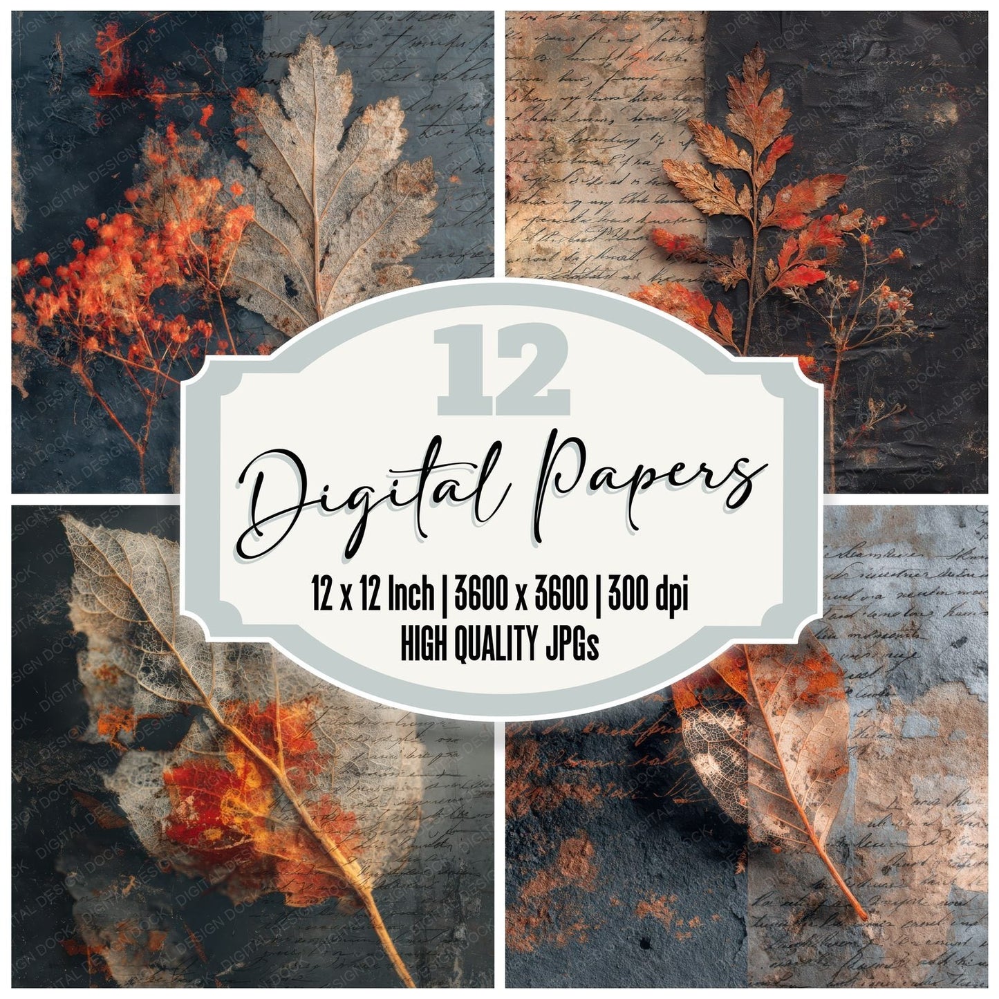 Leaf Burn Journal Digital Paper Pack (DDD002308)