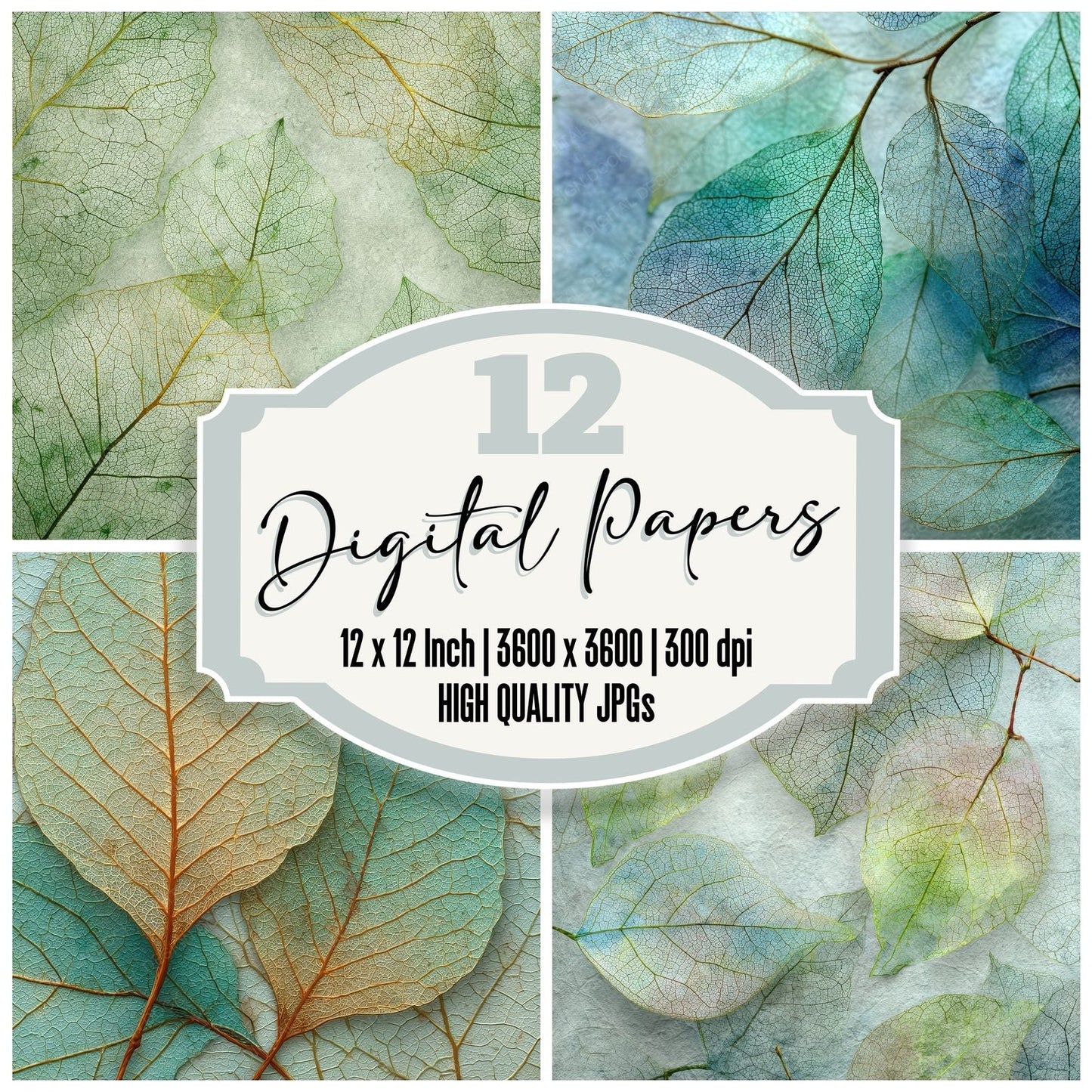 Leaf Vein Dew Shadow Digital Paper Pack (DDD002310)