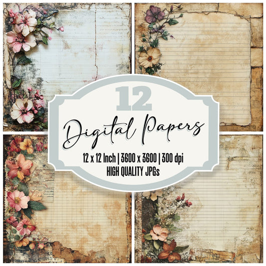 Ledger Paper Scrap Digital Paper Pack (DDD002317)