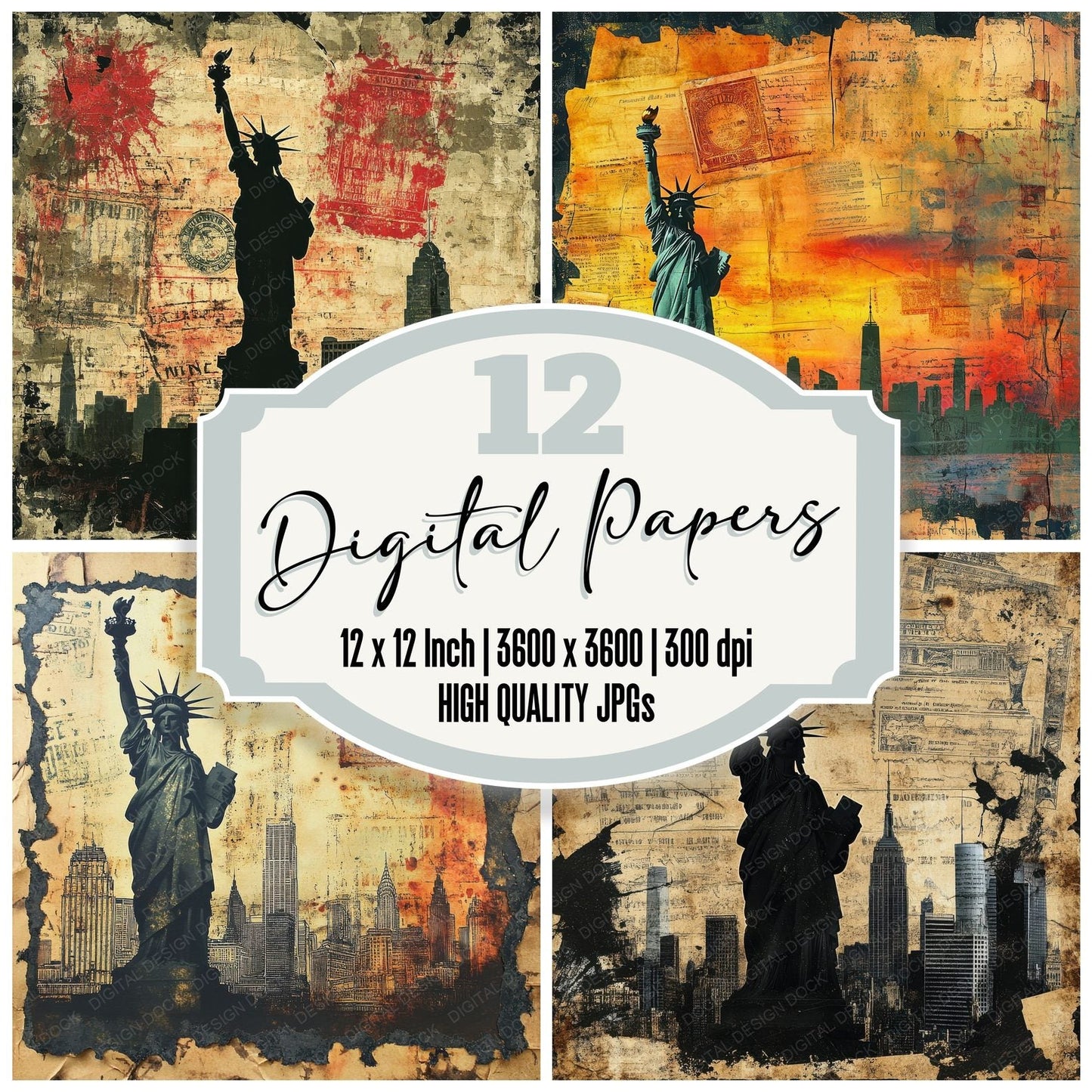 Liberty Torch Postcard Digital Paper Pack (DDD002331)