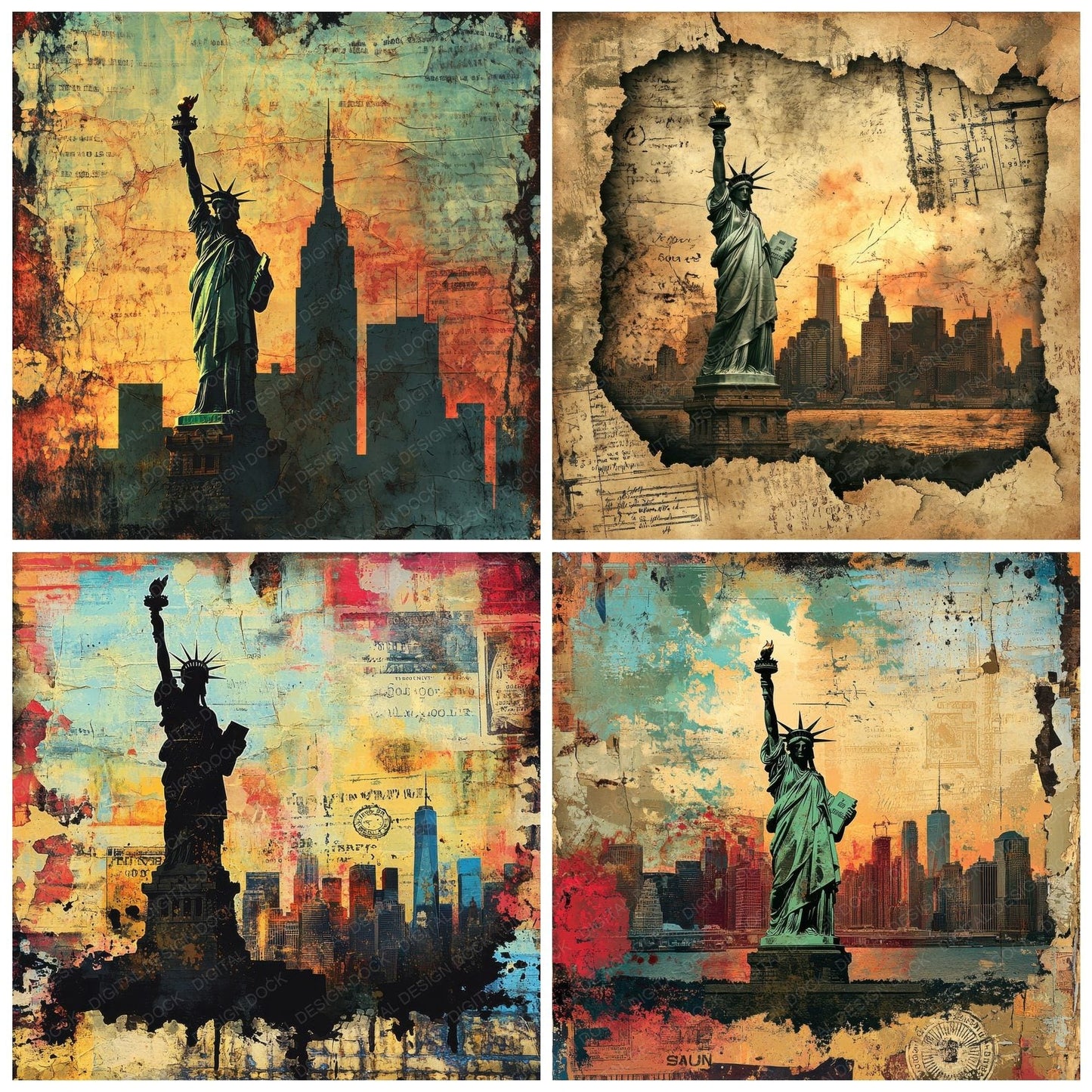 Liberty Torch Postcard Digital Paper Pack (DDD002331)