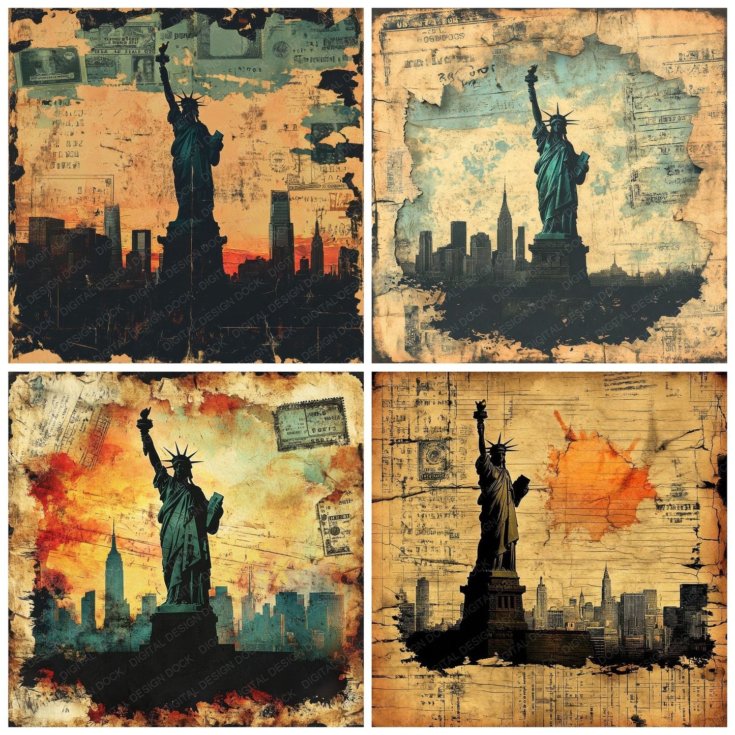 Liberty Torch Postcard Digital Paper Pack (DDD002331)