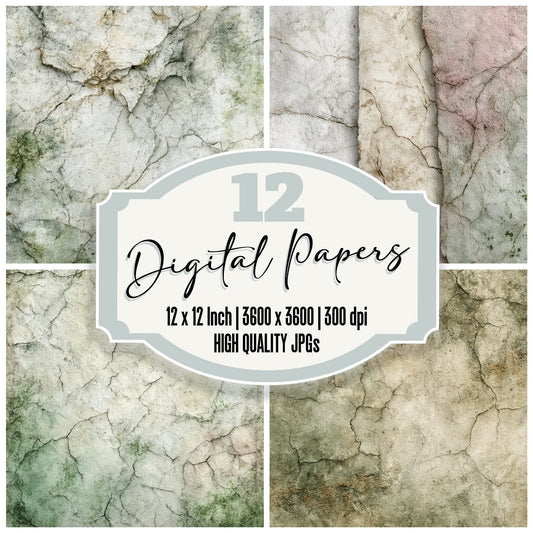 Lichen Stone Fossil Ghost Digital Paper Pack (DDD002333)