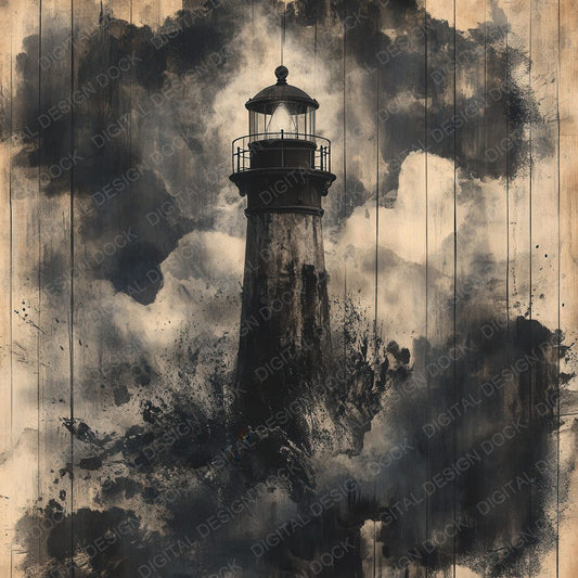 Lighthouse Fog Sketch Digital Paper Pack (DDD002344)