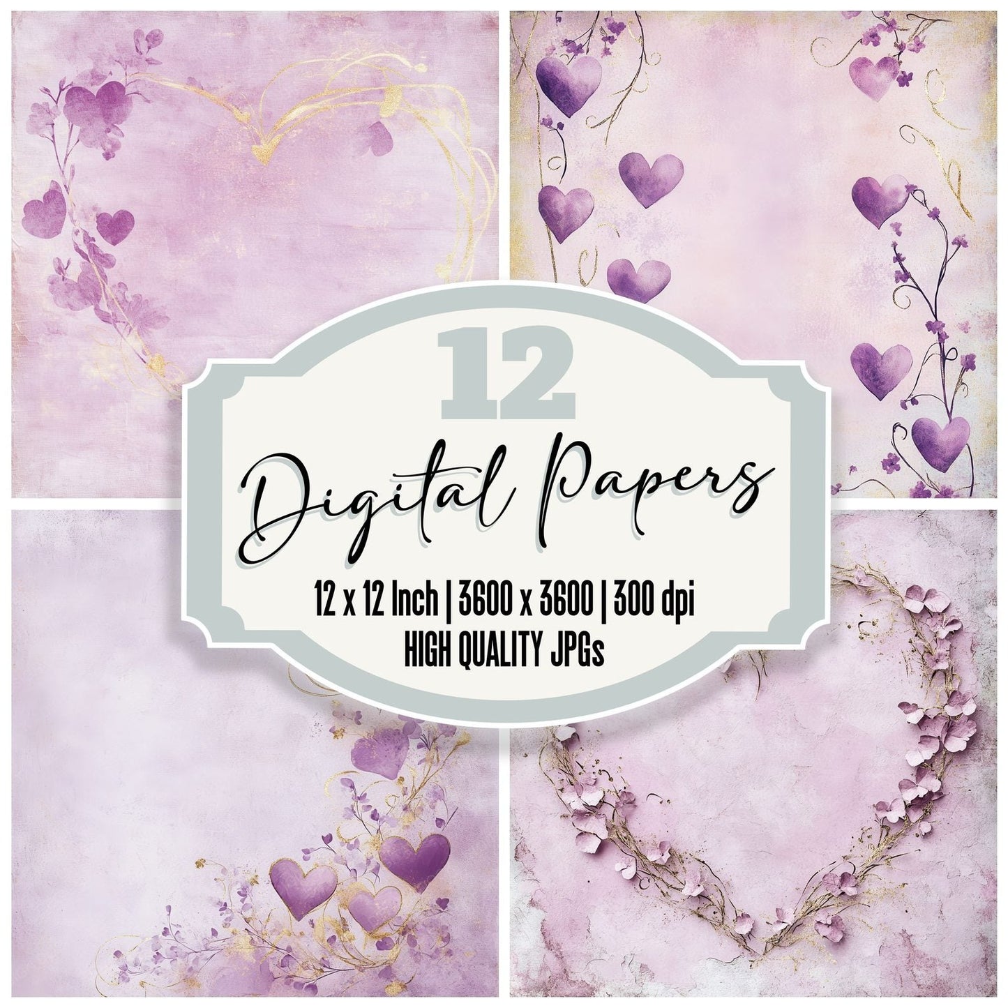 Lilac Floral Shine Digital Paper Pack (DDD002349)
