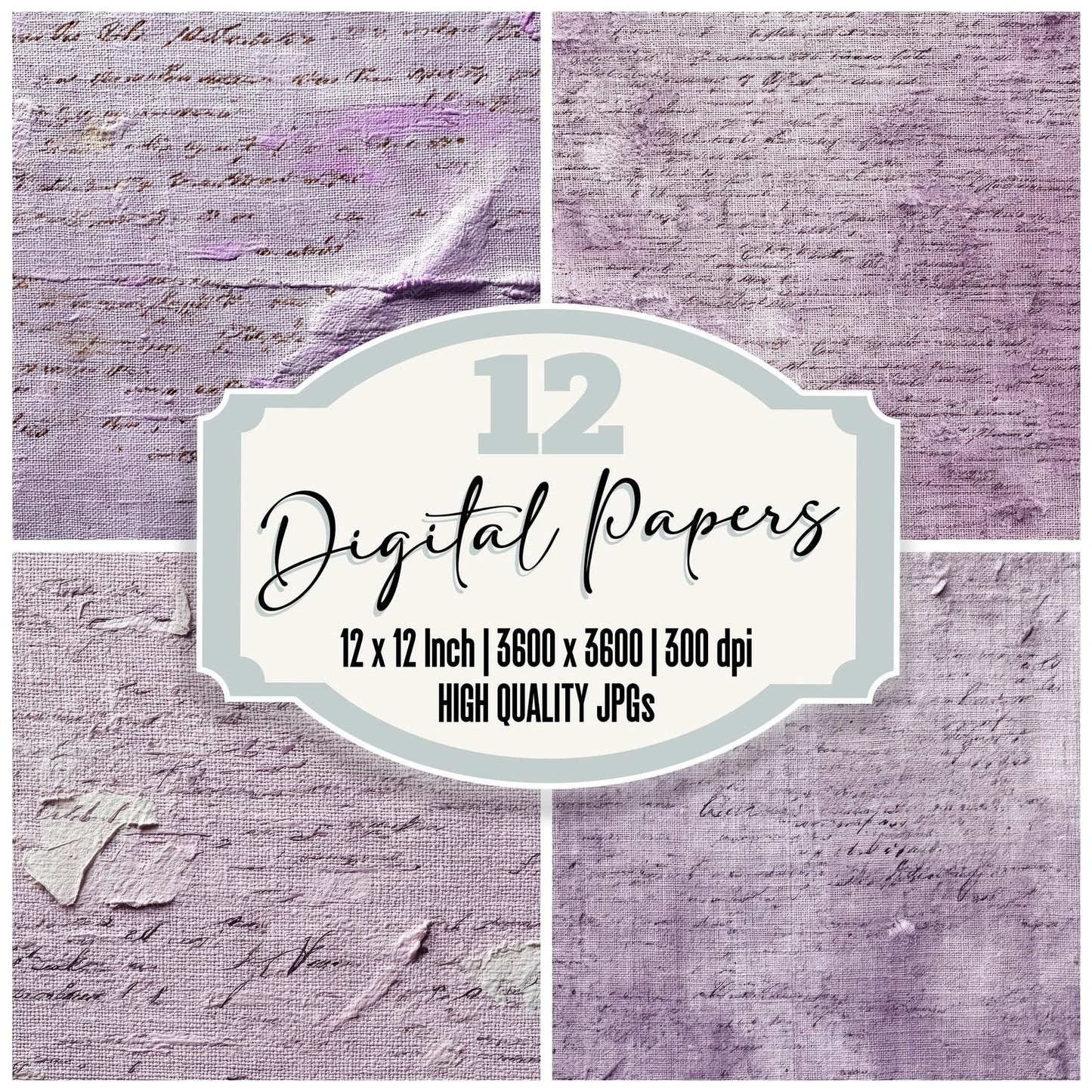 Lilac Linen Script Fade Digital Paper Pack (DDD002353)