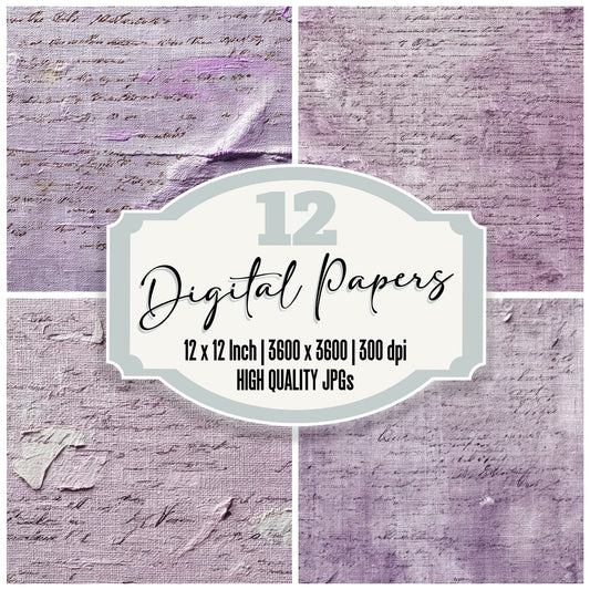 Lilac Linen Script Fade Digital Paper Pack (DDD002353)