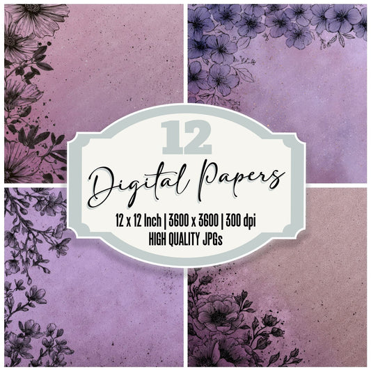 Lilac Pen Bloom Digital Paper Pack (DDD002354)