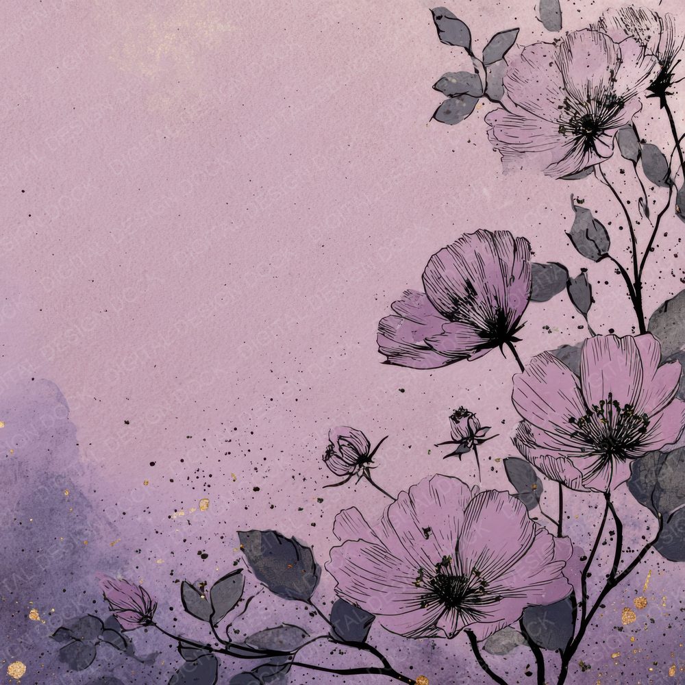Lilac Pen Bloom Digital Paper Pack (DDD002354)