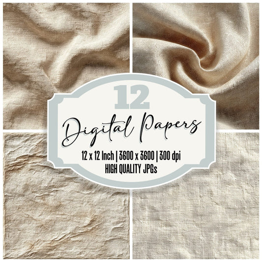Linen Fold Oatmeal Thread Ripple Digital Paper Pack (DDD002369)