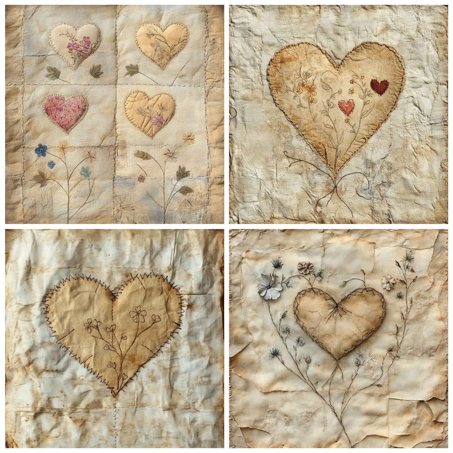 Linen Heirloom Heart Digital Paper Pack (DDD002370)
