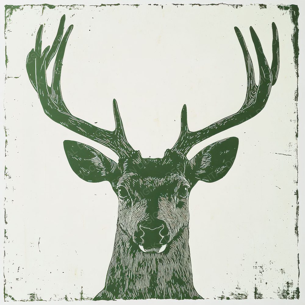 Linocut Deer Side Digital Paper Pack (DDD002373)