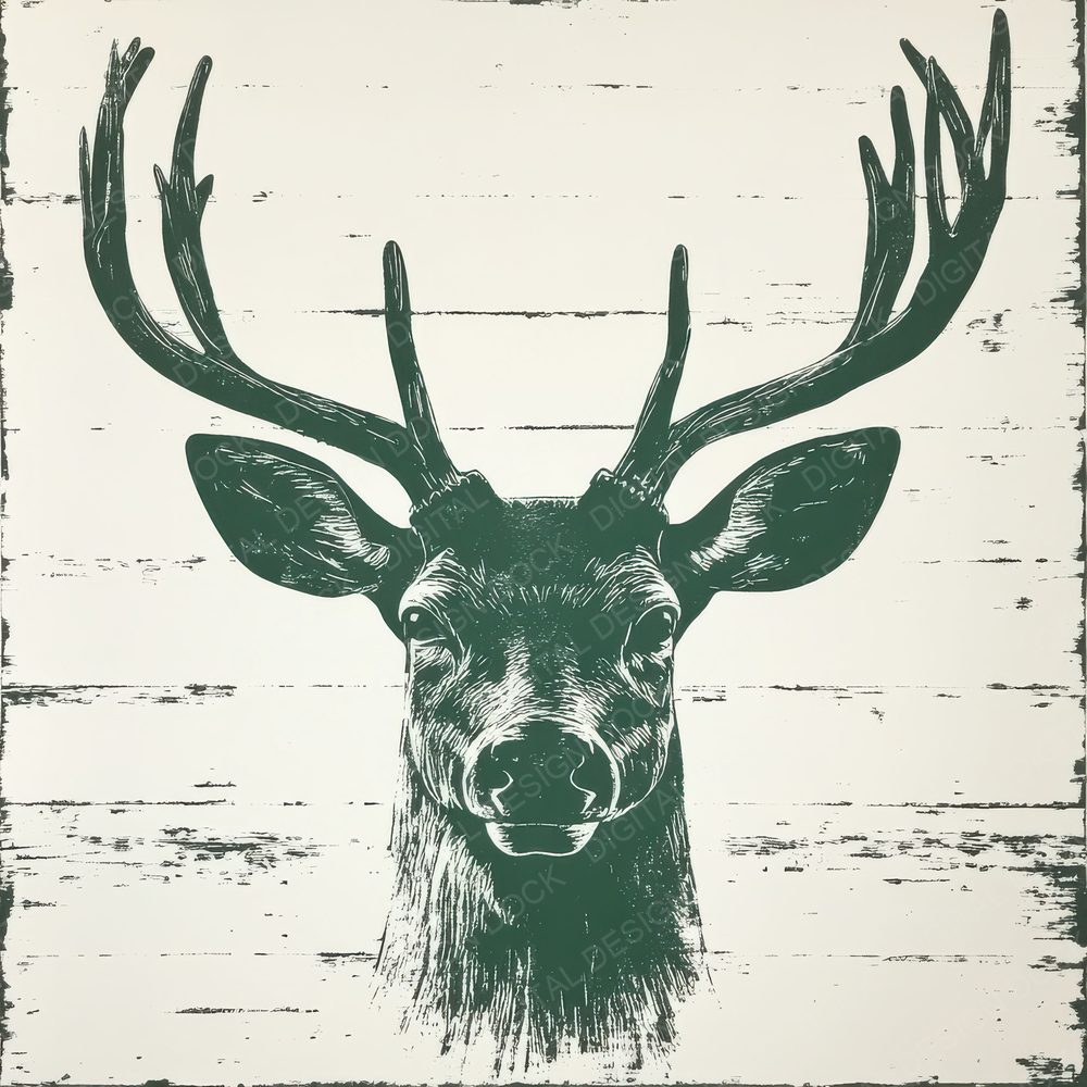 Linocut Deer Side Digital Paper Pack (DDD002373)