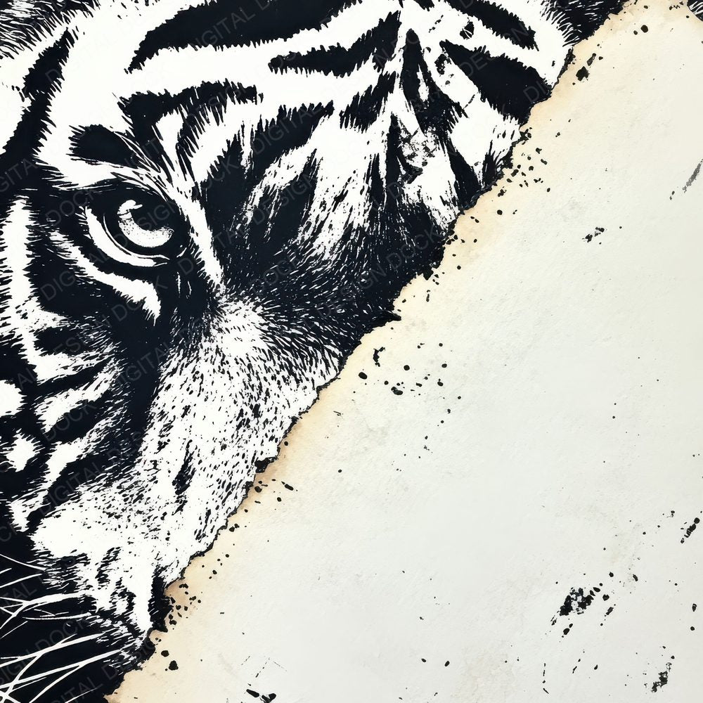 Linocut Tiger Face Digital Paper Pack (DDD002375)