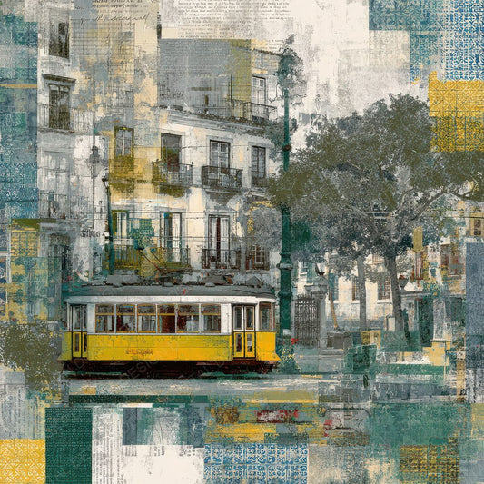 Lisbon Collage Tile Tram Fado Digital Paper Pack (DDD002378)