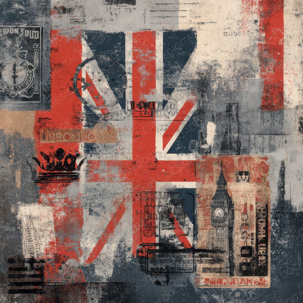 London Collage Underground Crown Zine Digital Paper Pack (DDD002384)