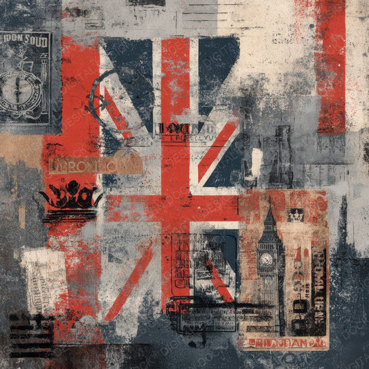 London Collage Underground Crown Zine Digital Paper Pack (DDD002384)