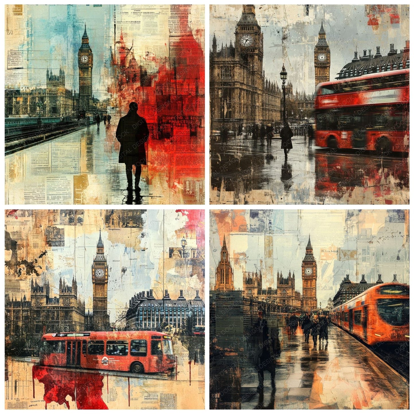 London Maps Fog Digital Paper Pack (DDD002385)