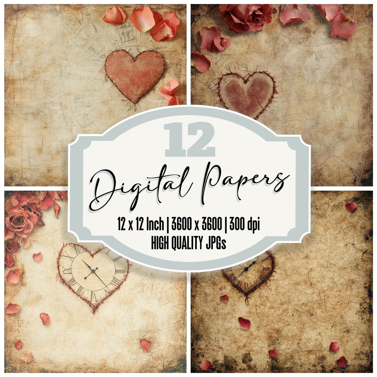 Love Clock Thread Bloom Digital Paper Pack (DDD002393)