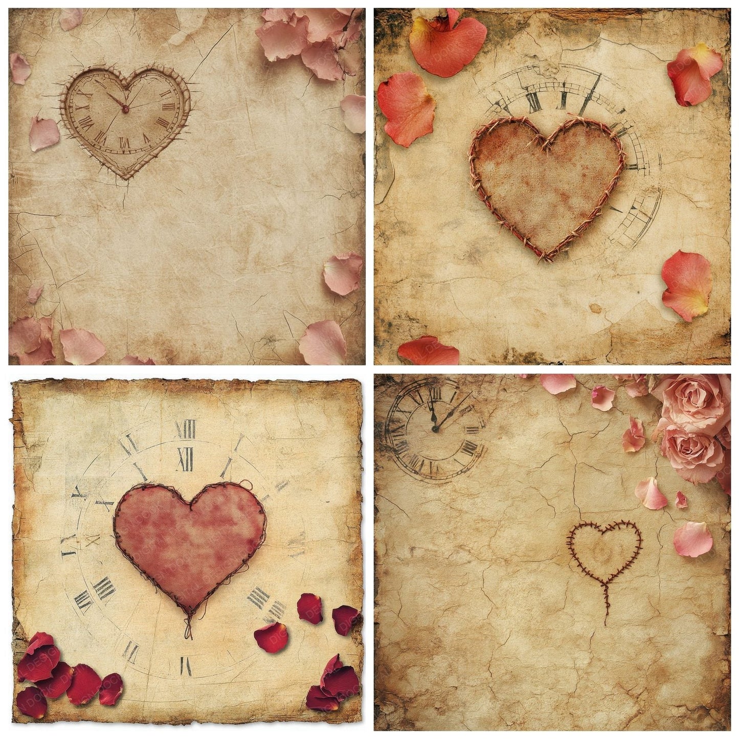 Love Clock Thread Bloom Digital Paper Pack (DDD002393)